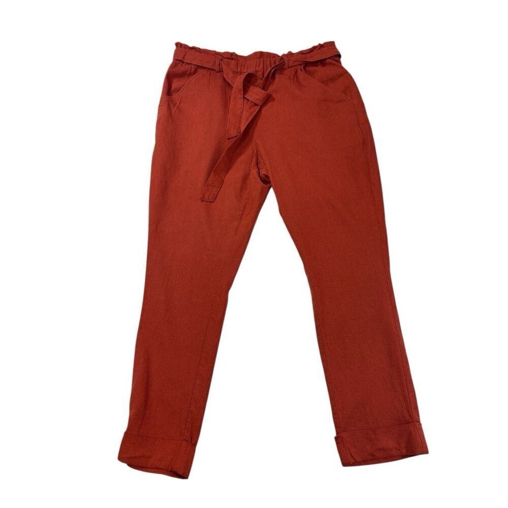 Morgan Taylor Women’s Red/orange Linen Blend Paperboy Pants Size L